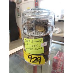 Over Five Pounds of Older World Coins in Jar