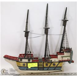 HAND CARVED WOODEN SHIP