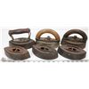 Image 1 : 6 ASSORTED ANTIQUE STOVE TOP IRONS