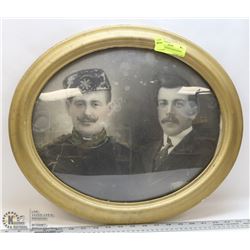ANTIQUE CURVED GLASS FRAME AND PHOTO