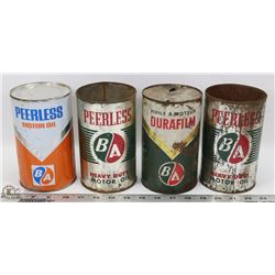 TRAY LOT OF VINTAGE BA OIL CANS