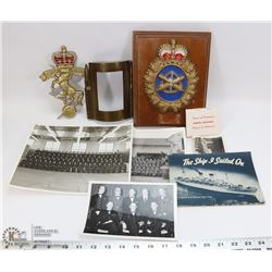 FLAT W/VINTAGE MILITARY PLAQUES &