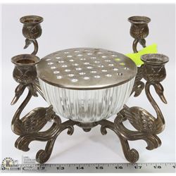SILVER SWAN CANDLE OPERA BUD VASE