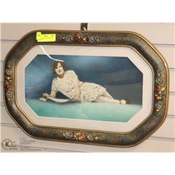 ANTIQUE CURVED GLASS FRAME AND PHOTO