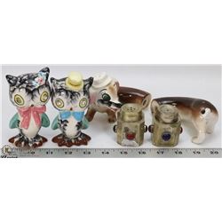 ART DECO SILVER AND GEM WIENER DOG , OWLS