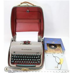 REMINGTON TYPEWRITER WITH RECORDS 45'S AND