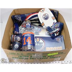 LARGE BOX OF OILERS COLLECTIBLES - OILER'S