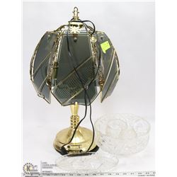 BRASS AND GLASS TOUCH TABLE LAMP