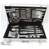 Image 1 : FULL BBQ UTENSILS SET STAINLESS INCL. STEAK KNIVES
