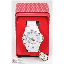 HELLO KITTY GIRLS WATCH WITH WHITE STRAP.