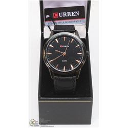 NEW CURREN MENS WATCH WITH GENUINE BLACK LEATHER