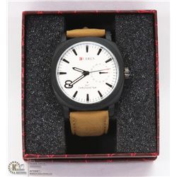 NEW CURREN MENS WATCH GENUINE LEATHER STRAP.