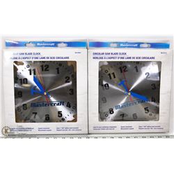 LOT OF TWO MASTERCRAFT SAW BLADE CLOCKS