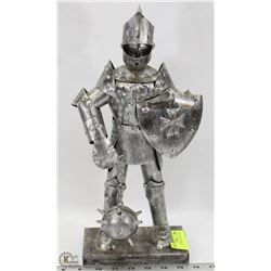 METAL KNIGHT STATUE, 16" TALL