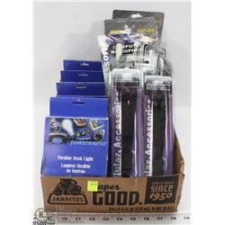 FLAT OF DESK LIGHTS AND CELL PHONE