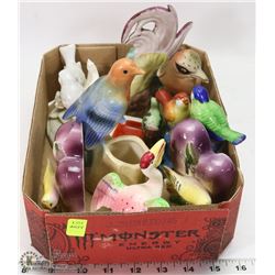 BOX OF ESTATE BIRD FIGURINES