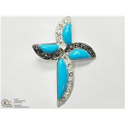 3) STERLING SILVER CZ  MARCASITE GEMSTONE