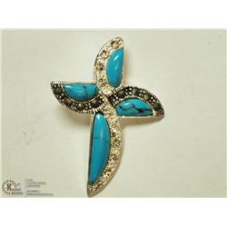 30) STERLING SILVER CZ GENUINE MARCASITE BROACH