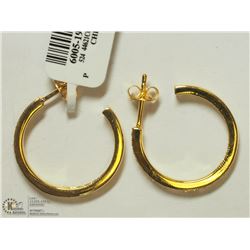 46) 18K GOLD PLATED CZ SMALL HOOP EARRINGS