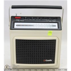 VINTAGE CANDLE PORTABLE 8 TRACK AM/FM RADIO