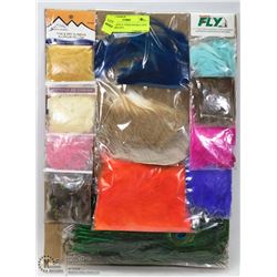 BOARD OF FLY TYING HACKLE AND FEATHERS INCL