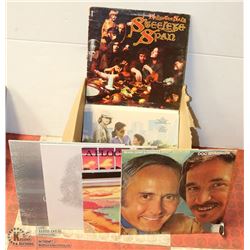 BOX OF VINYL RECORDS AND 14 CD'S