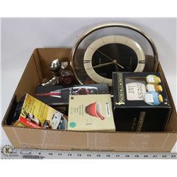 BOX W/CLOCK, WINE AERATOR, MORTAR &