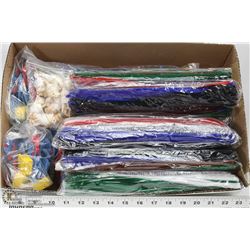 BOX OF CRAFT SUPPLIES INCL PIPE CLEANERS & MORE