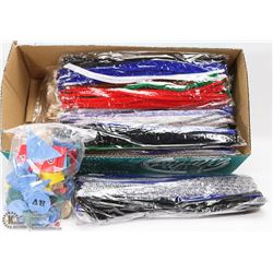 BOX OF CRAFT SUPPLIES INCL PIPE CLEANERS & MORE