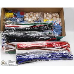 BOX OF CRAFT SUPPLIES INCL PIPE CLEANERS & MORE