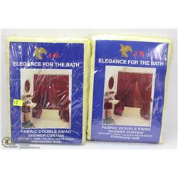 LOT OF 2 DOUBLE SWAG SHOWER CURTAIN SETS