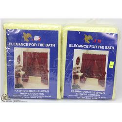 LOT OF 2 DOUBLE SWAG SHOWER CURTAIN SETS