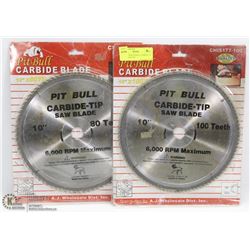 LOT OF 2 NEW PITBULL CARBIDE 10" SAWBLADES INCL
