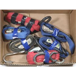 LOT OF 7 RATCHET STRAP TIE DOWNS