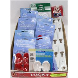 FLAT OF NEW SELF ADHESIVE HOOKS & A NEW BALL CAP