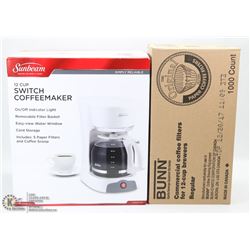 NEW SUNBEAM 12 CUP COFFEE POT WITH CASE OF 1000
