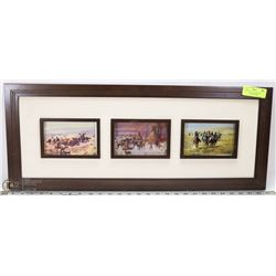 5 POSTCARD COLLECTION OF RUSSELL, 3 ARE FRAMED