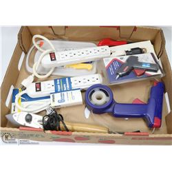 FLAT OF ASSORTED HOUSEHOLD ITEMS & TOOLS