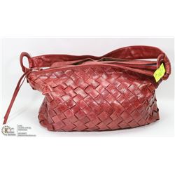 RED LEATHER WEAVE DESIGN LADIES PURSE