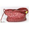 Image 1 : RED LEATHER WEAVE DESIGN LADIES PURSE