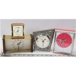4 VINTAGE 1960'S CLOCKS INCL 2 WIND UP, 2 BATTERY
