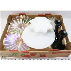 FLAT OF MILK GLASS AND OTHER COLLECTIBLE GLASS