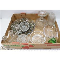 FLAT OF CRYSTAL AND OTHER ASSORTED DISHWARE