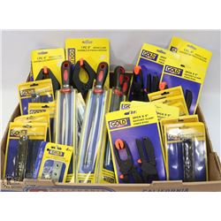 FLAT OF ASSORTED FILES AND CLAMPS