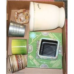 GARDEN LOT W/ POTS, NEW GLOWING STEPPING STONE &