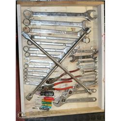 FLAT WITH WRENCHES, CRESCENT WRENCHES ETC