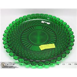 DARK GREEN GLASS 1930'S SERVING TRAY