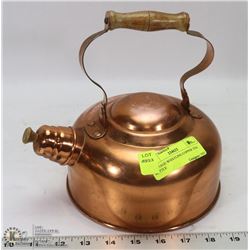 VINTAGE WHISTLING COPPER TEA KETTLE