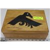 Image 1 : WOODEN BOX WITH NATIVE AMERICAN EAGLE CARVING