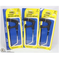 LOT OF THREE 9" HACKSAWS